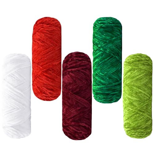 Maxee 500g(5×100g) Samtig Babywolle, Samt Velvet Wolle Chenille Garn, Kuschelweich Chenillegarn, Flauschige Weich Plüschwolle, Häkelgarn Wolle Zum Stricken & Häkeln-17 von Maxee