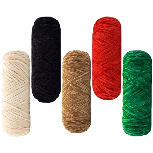 Maxee 500g(5×100g) Samtig Babywolle, Samt Velvet Wolle Chenille Garn, Kuschelweich Chenillegarn, Flauschige Weich Plüschwolle, Häkelgarn Wolle Zum Stricken & Häkeln-2 von Maxee