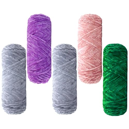 Maxee 500g(5×100g) Samtig Babywolle, Samt Velvet Wolle Chenille Garn, Kuschelweich Chenillegarn, Flauschige Weich Plüschwolle, Häkelgarn Wolle Zum Stricken & Häkeln-24 von Maxee