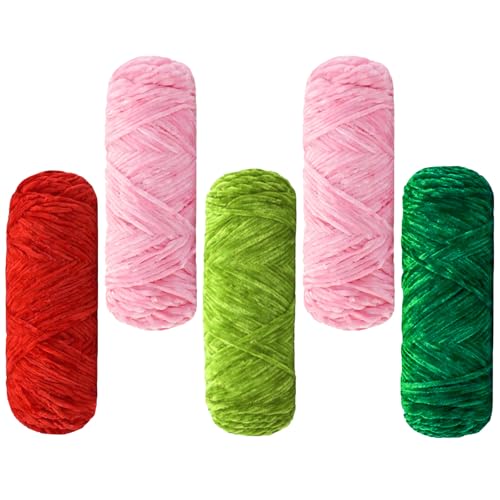 Maxee 500g(5×100g) Samtig Babywolle, Samt Velvet Wolle Chenille Garn, Kuschelweich Chenillegarn, Flauschige Weich Plüschwolle, Häkelgarn Wolle Zum Stricken & Häkeln-28 von Maxee