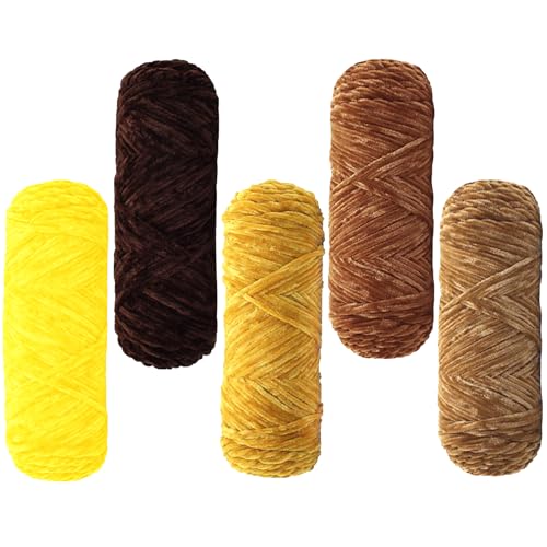 Maxee 500g(5×100g) Samtig Babywolle, Samt Velvet Wolle Chenille Garn, Kuschelweich Chenillegarn, Flauschige Weich Plüschwolle, Häkelgarn Wolle Zum Stricken & Häkeln-3 von Maxee