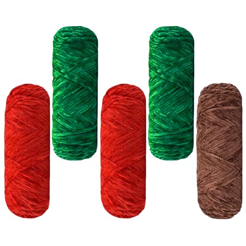 Maxee 500g(5×100g) Samtig Babywolle, Samt Velvet Wolle Chenille Garn, Kuschelweich Chenillegarn, Flauschige Weich Plüschwolle, Häkelgarn Wolle Zum Stricken & Häkeln-37 von Maxee