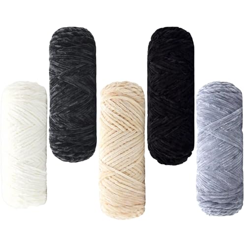 Maxee 500g(5×100g) Samtig Babywolle, Samt Velvet Wolle Chenille Garn, Kuschelweich Chenillegarn, Flauschige Weich Plüschwolle, Häkelgarn Wolle Zum Stricken & Häkeln-4 von Maxee