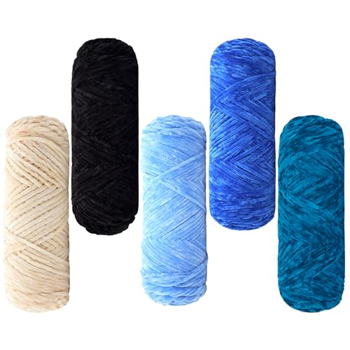 Maxee 500g(5×100g) Samtig Babywolle, Samt Velvet Wolle Chenille Garn, Kuschelweich Chenillegarn, Flauschige Weich Plüschwolle, Häkelgarn Wolle Zum Stricken & Häkeln-6 von Maxee