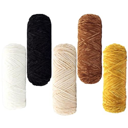 Maxee 500g(5×100g) Samtig Babywolle, Samt Velvet Wolle Chenille Garn, Kuschelweich Chenillegarn, Flauschige Weich Plüschwolle, Häkelgarn Wolle Zum Stricken & Häkeln von Maxee