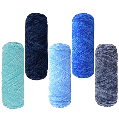 Maxee 500g(5×100g) Samtig Babywolle, Samt Velvet Wolle Chenille Garn, Kuschelweich Chenillegarn, Flauschige Weich Plüschwolle, Häkelgarn Wolle Zum Stricken & Häkeln von Maxee