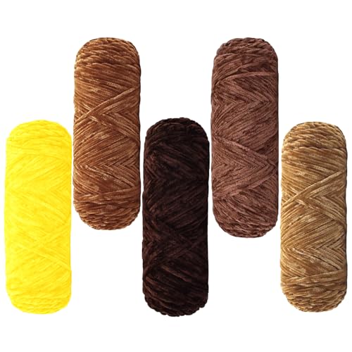 Maxee 500g(5×100g) Samtig Babywolle,Samt Velvet Wolle Chenille Garn, Kuschelweich Chenillegarn, Flauschige Weich Plüschwolle, Häkelgarn Wolle Zum Stricken & Häkeln-18 von Maxee