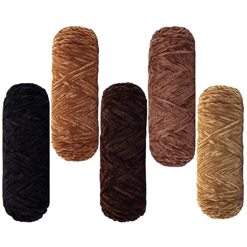 Maxee 500g(5×100g) Samtig Babywolle, Samt Velvet Wolle Chenille Garn, Kuschelweich Chenillegarn, Flauschige Weich Plüschwolle, Häkelgarn Wolle Zum Stricken & Häkeln von Maxee