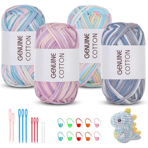 Maxee Häkelgarn 200g (50g*4 Farbe), Acryl Wolle Zum Stricken, Garn zum Häkeln und Stricken, Hand Knitting Yarn Set, Handstrickgarn Baumwollgarn für Häkeln, Wolle zum Stricken und Kunsthandwerk von Maxee