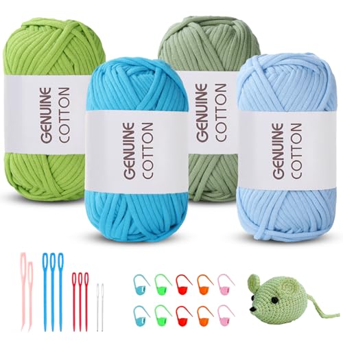 Maxee Häkelgarn 200g (50g*4 Farbe), Acryl Wolle Zum Stricken, Garn zum Häkeln und Stricken, Hand Knitting Yarn Set, Handstrickgarn Baumwollgarn für Häkeln, Wolle zum Stricken und Kunsthandwerk von Maxee