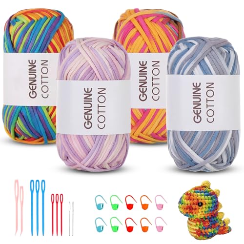 Maxee Häkelgarn 200g (50g*4 Farbe), Acryl Wolle Zum Stricken, Garn zum Häkeln und Stricken, Hand Knitting Yarn Set, Handstrickgarn Baumwollgarn für Häkeln, Wolle zum Stricken und Kunsthandwerk von Maxee