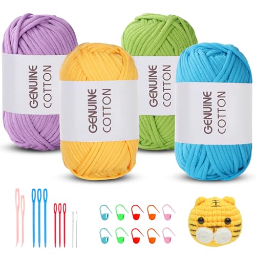 Maxee Häkelgarn 200g (50g*4 Farbe), Acryl Wolle Zum Stricken, Garn zum Häkeln und Stricken, Hand Knitting Yarn Set, Handstrickgarn Baumwollgarn für Häkeln, Wolle zum Stricken und Kunsthandwerk von Maxee