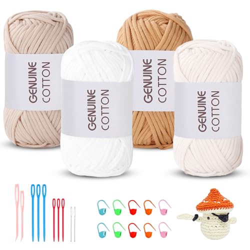 Maxee Häkelgarn 200g (50g*4 Farbe), Acryl Wolle Zum Stricken, Garn zum Häkeln und Stricken, Hand Knitting Yarn Set, Handstrickgarn Baumwollgarn für Häkeln, Wolle zum Stricken und Kunsthandwerk von Maxee