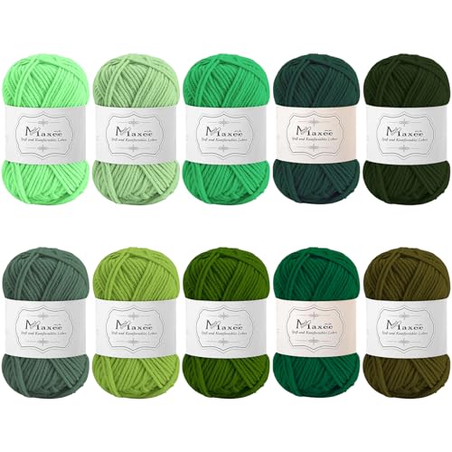 Maxee Häkelgarn 500g (50g*10 Farbe), Acryl Wolle Zum Stricken, Garn zum Häkeln und Stricken, Hand Knitting Yarn Set, Handstrickgarn Baumwollgarn für Häkeln, Wolle zum Stricken und Kunsthandwerk von Maxee