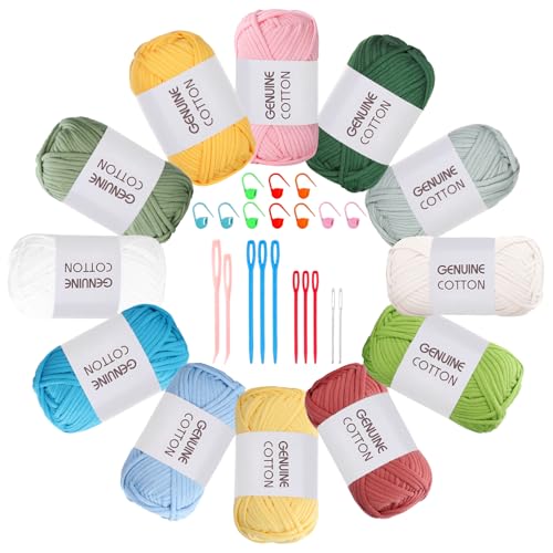 Maxee Häkelgarn für Anfänger, 600g (50gx12 Farbe) Kein Geteiltes Garn, Dickes Garn Baumwolle zum Häkeln, Häkeln Amigurumi Wolle, Klobiges Baumwollgarn Einfaches Strickgarn zum Häkeln Stricke von Maxee