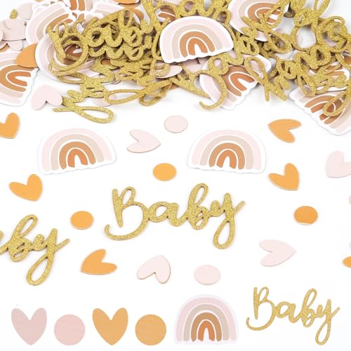 100 Stück Babyparty Deko Konfetti, Regenbogen Babyparty Konfetti, Baby Shower Deko Konfetti, Regenbogen Streudeko, Tischdeko für Baby Shower Baby Dusche Zubehör Tischdekoration Mädchen Junge von Maxmoc