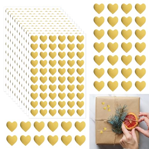 1200 Stück Sticker Herzen, Selbstklebend Aufkleber Herz, Glitzer Folien Sticker gold, für Umschläge Geschenkverpackungen Scrapbooking Karten DIY Handwerk Dekoration von Maxmoc