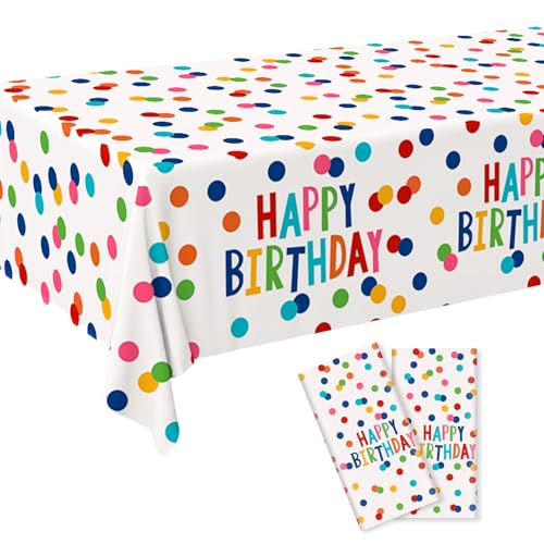 Tischdecke Kindergeburtstag, Tischdecke Geburtstag Party Tischdecke Geburtstagstischdecke Plastik Happy Birthday Tischdecke für Kinder Jungen Mädchen 137 X 274cm von Maxqzin