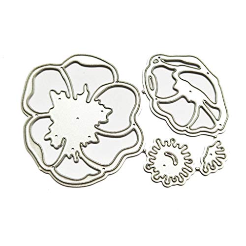 Maxtonser 3D Blume Metall Stanzformen Schablone Scrapbooking Diy Album Stempel Papier Prägung,Silber 7.3X6.3Cm/2.87X2.48In von Maxtonser