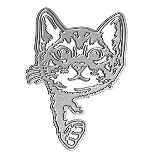 Maxtonser Für Katze Metall Stanzformen Schablone Scrapbooking Diy Album Stempel Papier Kartenform,Silber 9,7X6,7Cm/3,82X2,64In von Maxtonser