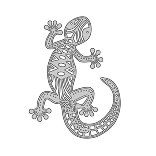 Maxtonser Gecko Metall Stanzformen Schablone Scrapbooking Diy Album Stempel Papier Karte Prägung,Silber 6.9X9.2Cm/2.72X3.62In von Maxtonser