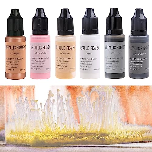 Maxtonser Metallic-Tinten-Set, 6 Farben, konzentriert, extrem schimmernd, für Epoxidharz, Acryl, Gießfarbe von Maxtonser