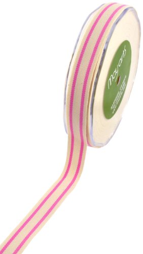 May Arts 1,5 cm breites Band, Bio-Baumwolle mit rosa Streifen von May Arts