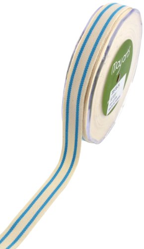 May Arts 1,6 cm breites Band, Bio-Baumwolle mit himmelblauen Streifen von May Arts