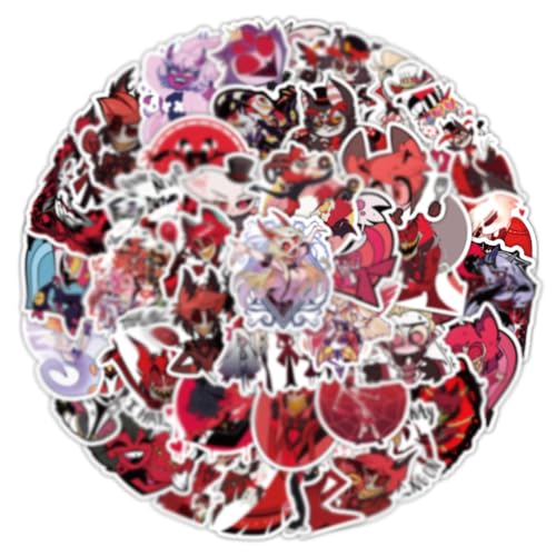 50 Hazbin Hotel Aufkleber Wasserdichte Graffiti Stickers, Anime Hazbin Hotel Angel Dust DIY Gepäck Kühlschrank Laptop Skateboard Aufkleber Personalisierte Kombination Nicht Wiederholt, Mehrfarbig von MayDee