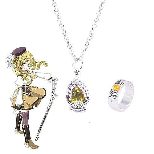 Puella Magi Madoka Magica Halsketten & Ringe, Mädchen Schmuck Anhänger Cosplay Zubehör Für Fan Girl Geschenk Dekoration, 2er-Set (C) von MayDee