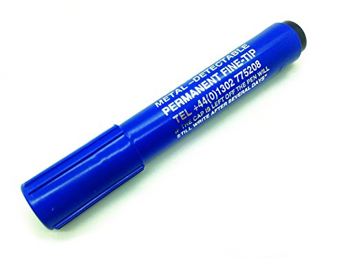 Maya Professional Tools Q300 – 2/6 Permanentmarker, feine Spitze, nachweisbar von Metallen und X-Strahlen, 10 Stück, Körper BLAU, schwarze Tinte von Maya