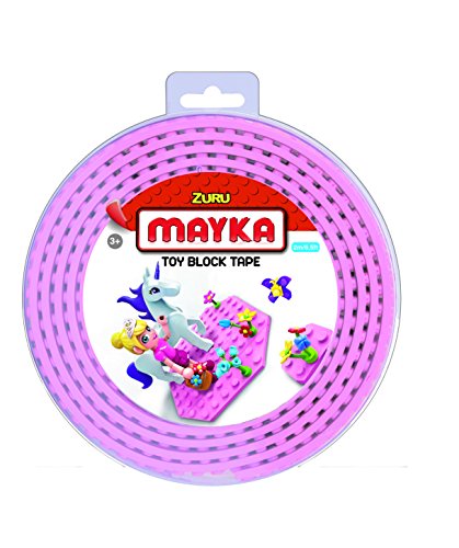 Mayka 34658 - Klebeband für Lego Bausteine, 2 m selbstklebendes Band mit 4 Noppen, rosa Bausteinband, flexibles Noppenband zum Bauen mit Legosteinen für Kinder ab 3 Jahre, wiederverwendbar von Mayka