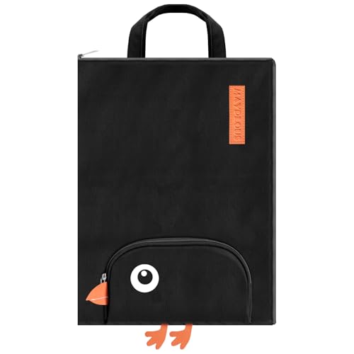 A4 Dokumententasche tragbare Datei Veranstalter Tasche Zip Portfolio Ordner Datei Brieftasche mit Griff Datei Tragetasche großes Dokument Halter Tasche für Büro Schule Business Travel 37x27cm (Crow) von Mayplous