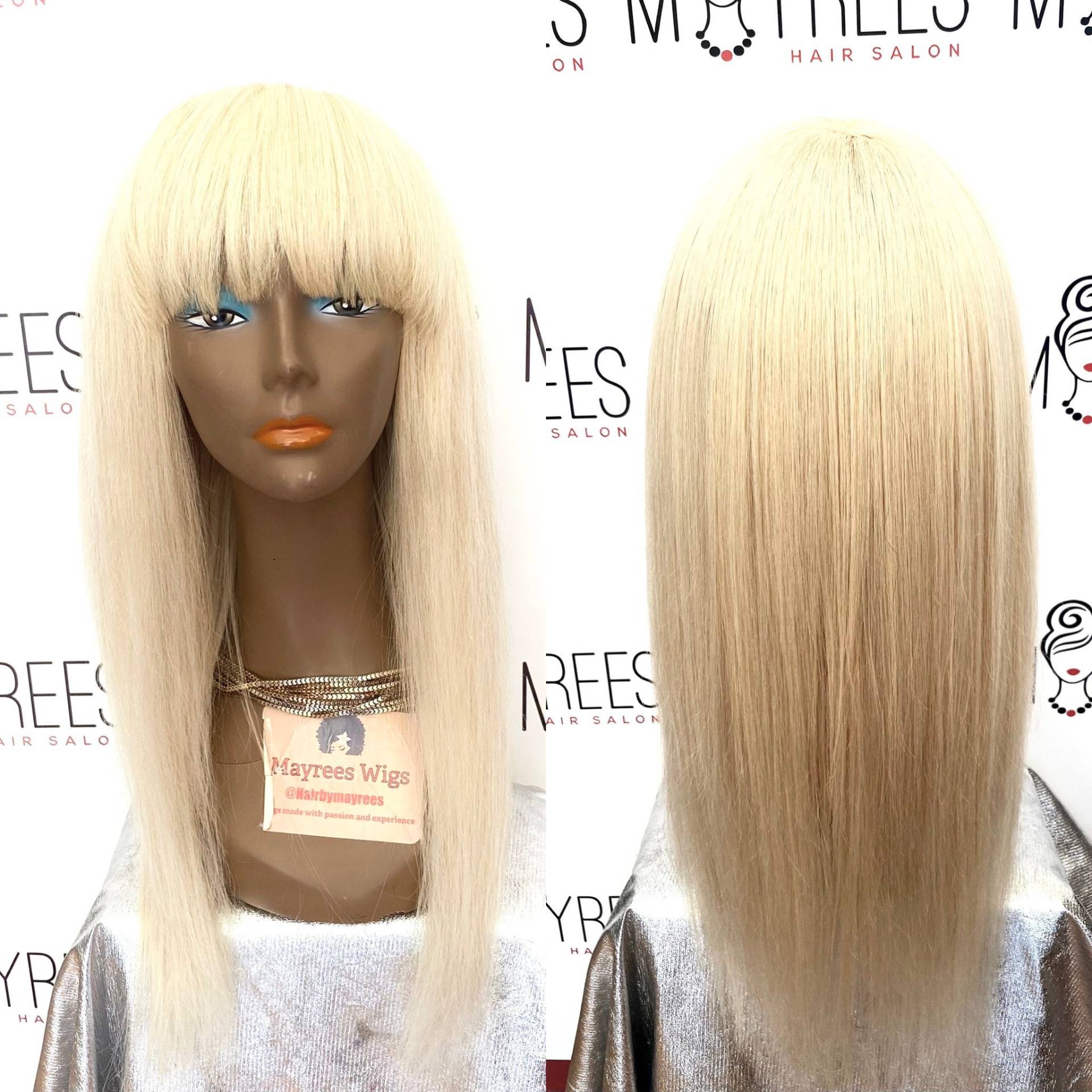 Platin Blonde Volle Fransen Perücke von Mayreeswigs