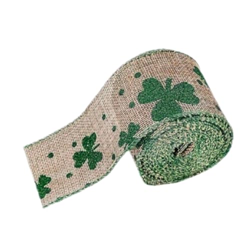 Bastelband mit Kleeblatt-Druck – dekoratives St. Patrick’s Day-Band, hochwertiges grün gemustertes Band | Ideales Ripsband für Bastelarbeiten, Geschenkverpackungen, Kranzherstellung, Schleifen, Nähen von Mbiyhgta