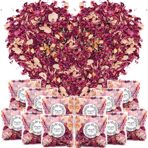 Mbsomnus 12 Packungen Blütenkonfetti Hochzeit Natürliches Biologisch Abbaubares Konfetti Streublumen Hochzeit Rosenblätter Getrocknet Blumen Konfetti für Hochzeitsdeko Geburtstag Party DIY Deko von Mbsomnus