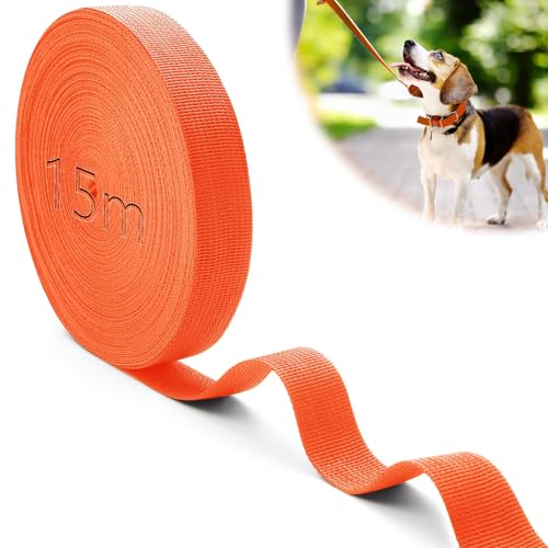 Mbsomnus 15M Gurtband Polypropylen Gurtband 25 mm Orange Gurtband Baumwolle Taschengurt Gurtbänder Wasserresistent Nylonband für Schneiden Nähen DIY Rucksack Gepäckgurten Handtaschen Hundeleinen von Mbsomnus