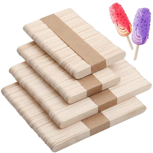 Mbsomnus 200 Stück Holzstäbchen zum Basteln, Eisstiele aus Holz zum Basteln, Holzspatel Eisstäbchen für DIY Handwerk Bastelarbeiten, Handgemachte Geschenke (114mm×2+64mm×2) von Mbsomnus