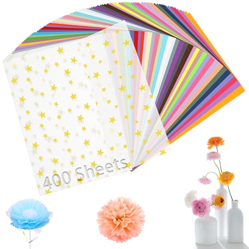 Mbsomnus 400 Blatt Seidenpapier Bunt 40 Colours Transparentpapier Bunt 29x20cm Buntes Papier A4 Tissue Paper für DIY Papierblumen Basteln Hochzeit Birthday Christmas Gift Decoration von Mbsomnus