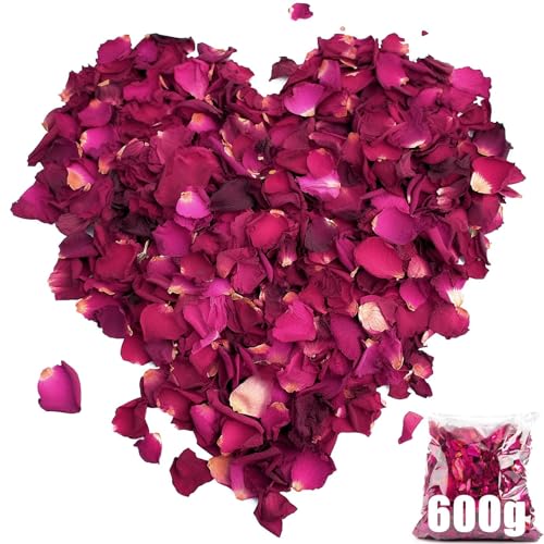 Mbsomnus 600g (120 Gäste) Blütenkonfetti Hochzeit Natürliche Getrocknete Rosenblätter 100% Blütenblätter Hochzeit Biologisch Konfetti Hochzeit Rose Abbaubar Deko für Geburtstag Vorschlag Party Feiern von Mbsomnus