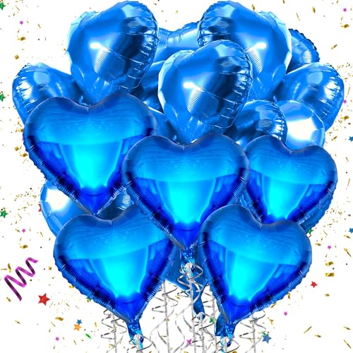 Mbsomnus Blau Herzluftballons 18 Zoll Folienballon 15 Stück Helium Ballons Hochzeit Luftballon Metallic Große luftballons Herz für Geburtstag Valentinstag Party Hochzeit Deko Verlobung Muttertag von Mbsomnus