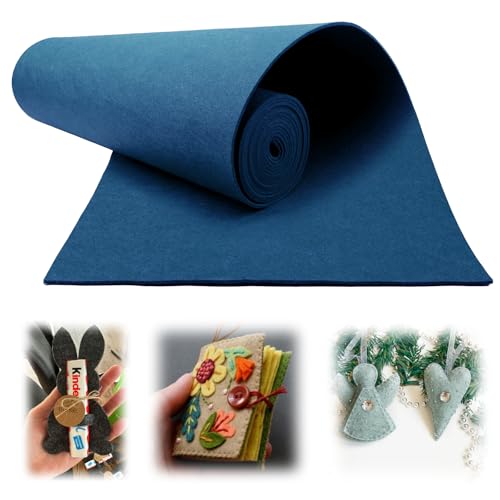 Mbsomnus Filz Meterware 3 mm x30 cm x300 cm Filz zum Basteln Blau Filzmatten zum Zuschneiden Filzstoff Meterware Bastelfilz Polyester Filzrolle Selbstklebend Filzläufer für Handarbeit Patchwork Nähen von Mbsomnus