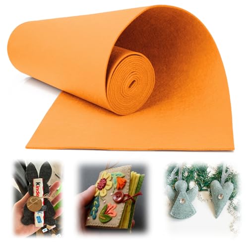 Mbsomnus Filz Meterware 3 mm x30 cm x300 cm Filzmatten zum Zuschneiden Orange Filzunterlage Filzstoff Meterware Filz zum Basteln Polyester Bastelfilz für Aufbewahrungstaschen Handarbeit Patchwork von Mbsomnus