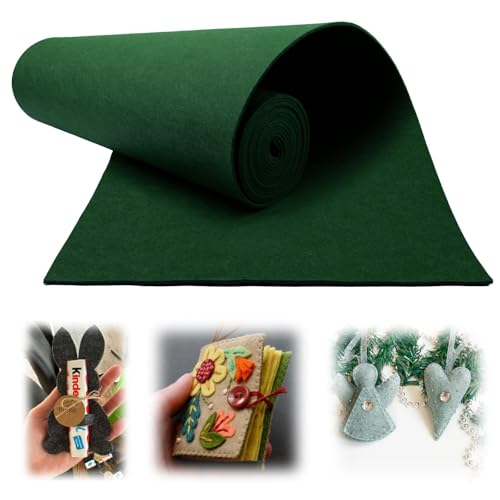 Mbsomnus Filz Meterware 3 mm x30 cm x300 cm Filzmatten zum Zuschneiden Tiefdunkelgrün Filzunterlage Polyester Filzstoff Meterware Filz zum Basteln Filzplatten Bastelfilz für Patchwork DIY Handarbeit von Mbsomnus