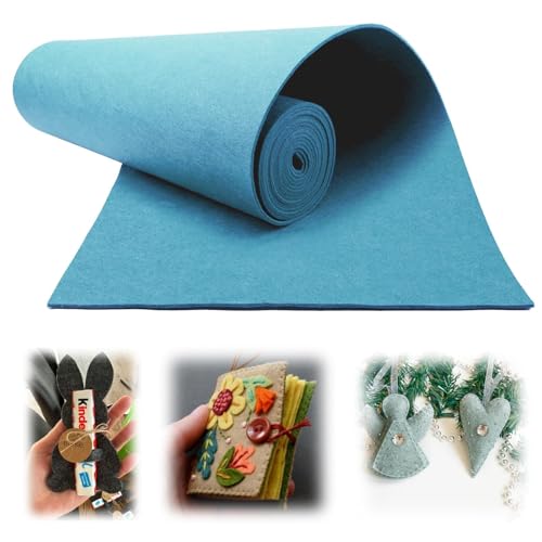 Mbsomnus Filz Meterware 3 mm x30 cm x300 cm Filzunterlage Hellblau Filzmatten zum Zuschneiden Bastelfilz Polyester Filzstoff Meterware Filzplatten Filz zum Basteln für DIY Handarbeit Nähen Patchwork von Mbsomnus