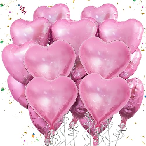 Mbsomnus Rosa Herzluftballons 18 Zoll Folienballon 15 Stück Helium Ballons Hochzeit Herz Luftballon Metallic Große luftballons für Geburtstag Party Valentinstag Verlobung Muttertag Hochzeit Deko von Mbsomnus