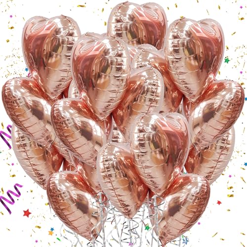 Mbsomnus Roségold Herzluftballons 18 Zoll Folienballon 15 Stück Helium Ballons Hochzeit Große luftballons Herz Luftballon Metallic für Geburtstag Party Hochzeit Deko Valentinstag Verlobung Muttertag von Mbsomnus