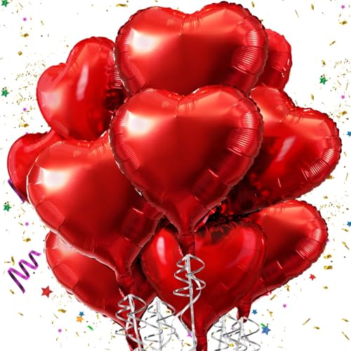 Mbsomnus Rot Herzluftballons 18 Zoll Folienballon 15 Stück Helium Ballons Hochzeit Große luftballons Herz Luftballon Metallic für Geburtstag Party Valentinstag Verlobung Muttertag Hochzeit Deko von Mbsomnus