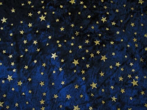 Pannesamt Sterne blau Meterware Sternenhimmel von Mc-Stoff