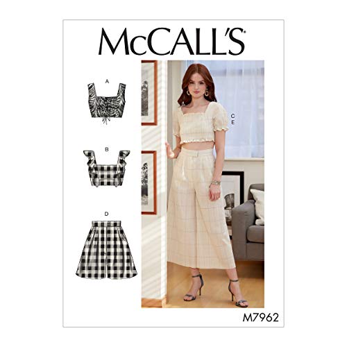 McCall Pattern Company McCall's M7962AX5 Women's Crop Top, Shorts, and Flared Leg Pants, Sizes 4-12 Schnittmuster, Papier, Weiß, Verschiedene Größen von McCall's